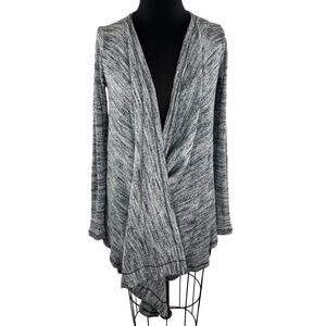 Three Dots Gray Asymmetric Wrap Front Draped Long Sleeve Cardigan Sweater XS